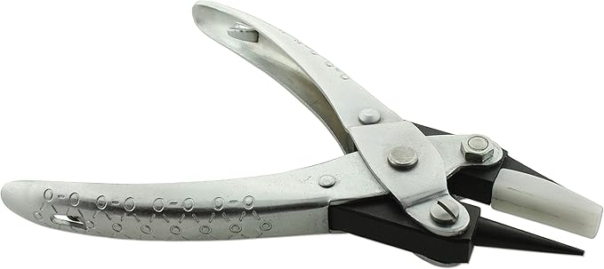 The Beadsmith Round Nose/Nylon Flat Nose Parallel Pliers, 5.5 inches (140mm) Steel Tool for Jewelry Making, with Spring