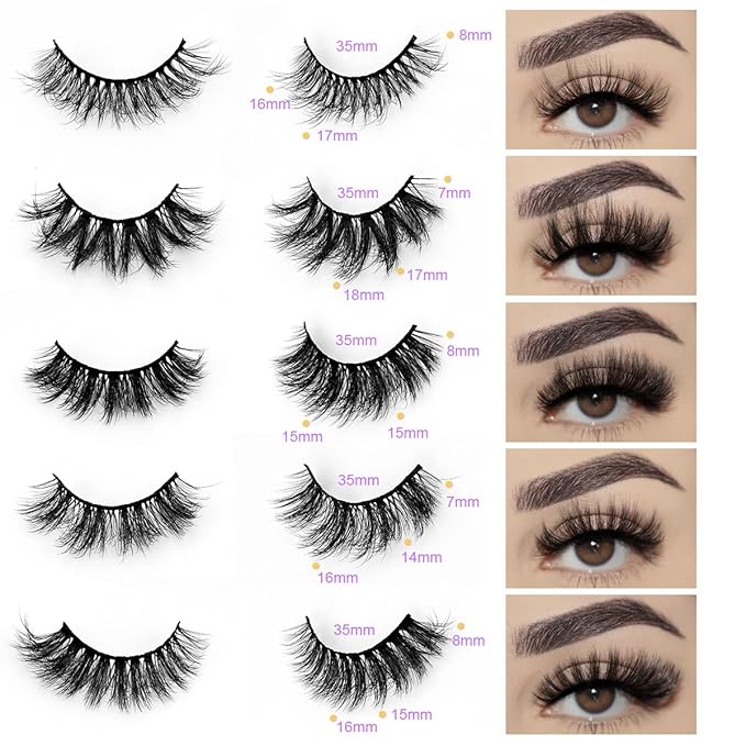 Wholesale Lashes, 3D Faux Mink Eyelash Bulk, 18mm Handmade Reusable Eye Lash, 5 Styles Dramatic Fluffy False Lash with Glitter Portable Packing (Fluffy 5 styles-100 pairs)