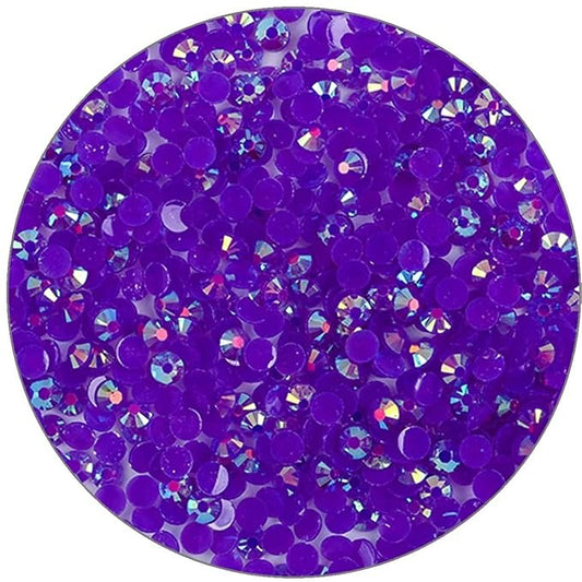 3000 Pieces SS6 2mm Flatback Rhinestones Clear Glasses Round Gems AB Crystals for Nail Art DIY Crafts Clothes Glitter Stones （Dark Purple）