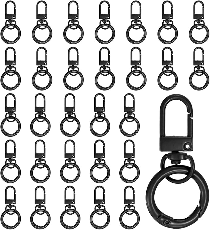 30-Pack Lobster Claw Clasp, Zinc Alloy Swivel Trigger Snaps Spring Clasps Hooks for Keychain Buckle/Lanyard/Straps/Purse, Spring Clasps Clips [Black]