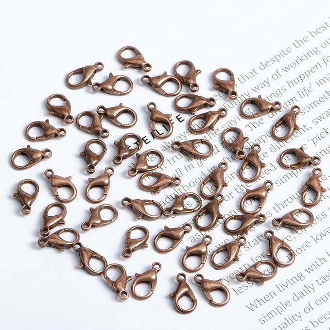 AD Beads 50 Pieces Lobster Claws Clasps Plus 100 Pieces 7mm Match Color Open Jump Rings Suitable for Necklaces Bracelets Jewelry (8x15mm, Copper)