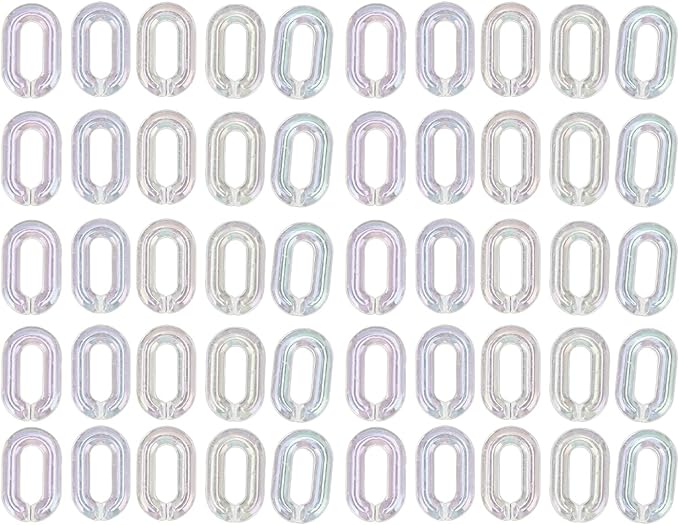 50PCS Acrylic Linking Rings Transparent, DIY Assemblable Chain, Transparent Color Plating Acrylic Rings for Jewelry Making, Crafts, Bags Decor, 33cm. Length with Edges