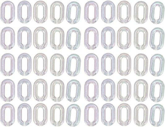 50PCS Acrylic Linking Rings Transparent, DIY Assemblable Chain, Transparent Color Plating Acrylic Rings for Jewelry Making, Crafts, Bags Decor, 33cm. Length with Edges