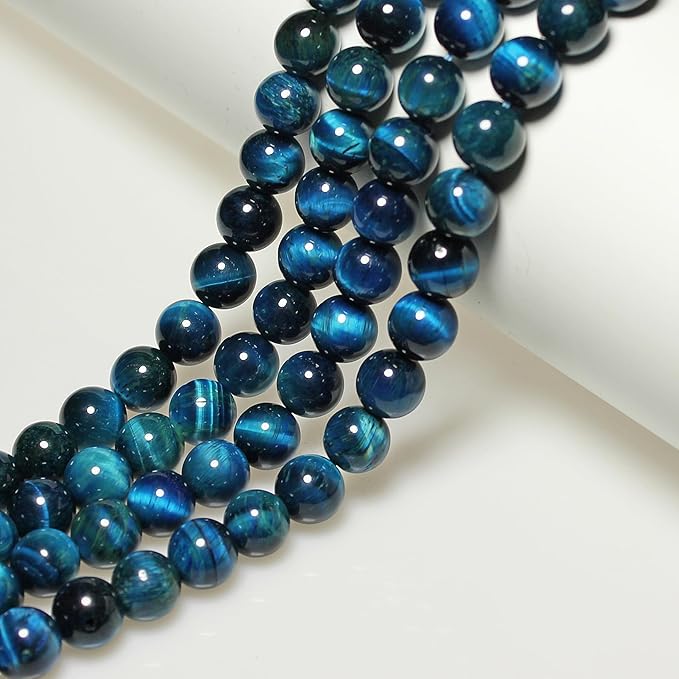 MJDCB Stone Beads 4mm 85pcs Round Sky Blue Tiger's Eye Loose Gemstone Bead Charms for Jewelry Making Bracelet Necklace Earring Pendant