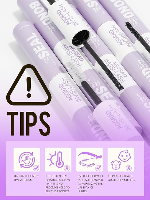 Brown Lash Cluster Glue Bond and Seal Waterproof 150H Super Strong Hold Long-Lasting for Eyelash Clusters Extensions Kit DIY Self Adhesive 2 in 1 Individual Lash Glue Brown Bonder & Clear Sealant