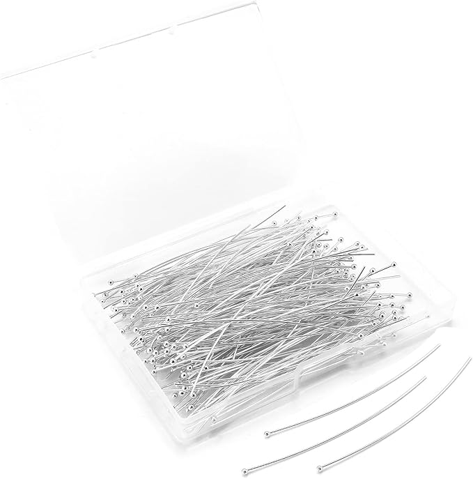 200 Pcs 70mm/2.76 Inch 21 Gauge Ball Pins for Jewelry Making Straight Head Eye Pin for DIY Christmas Styles Craft Earring Bracelet Necklace Pendant Making (Ball Pins,Sliver Color)