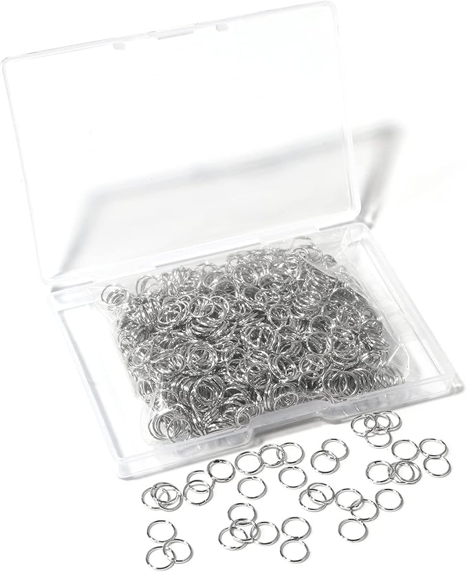 1000 Pcs 6mm Open Jump Rings Rhodium Plated Jump Rings for Jewelry Making Iron Made Single Ring Bulk for DIY Craft Earring Necklace Bracelet Pendant Choker Jewelry Making Findings