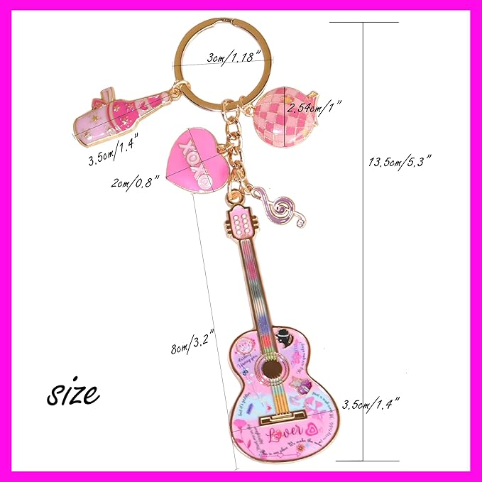 Birthday Gifts with Taylor Quotes Merch Pink Music Keychains Gift For Singer Fans Guitar Christmas Daughter Mom Women