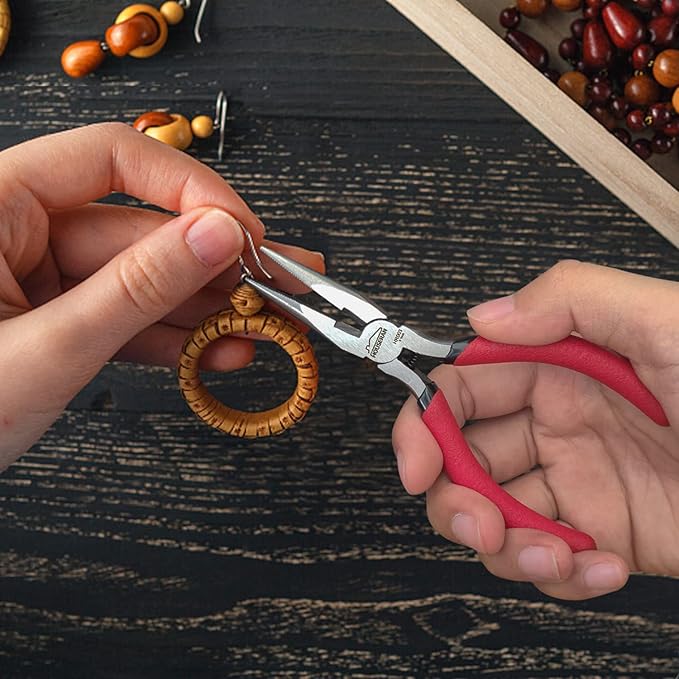 2-Piece Mini Pliers Set – 5" Needle Nose Pliers & Flush Wire Cutters, High-Carbon Steel, Spring-Loaded, Anti-Rust Coating, Jewelry & Electronics Repair, Zip Ties, Crafts