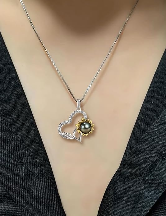 NONNYL Gifts for Women Wife-Tahitian Black Pearl-Necklace-Gift for Wife Wedding Birthday Anniversary Jewelry-Mom Girlfriend Her Mothers Day Gifts for Mom Women Valentines Day Christmas Day Gifts