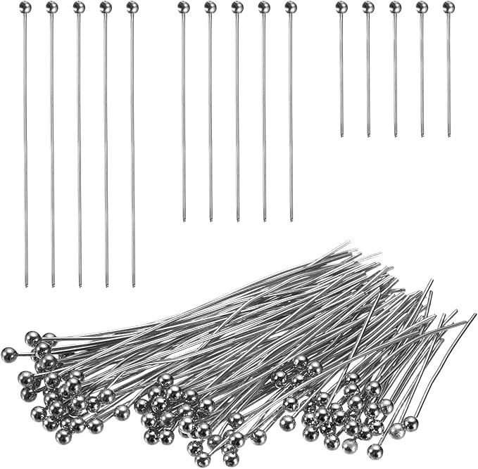 PATIKIL 0.8/1.2/1.6Inch Ball Pins, Jewelry Making Headpins Straight Pins Findings Bendable for DIY Craft Bracelet Necklace Earring Pendant Making Supplies-600Pcs(Dark Gray)
