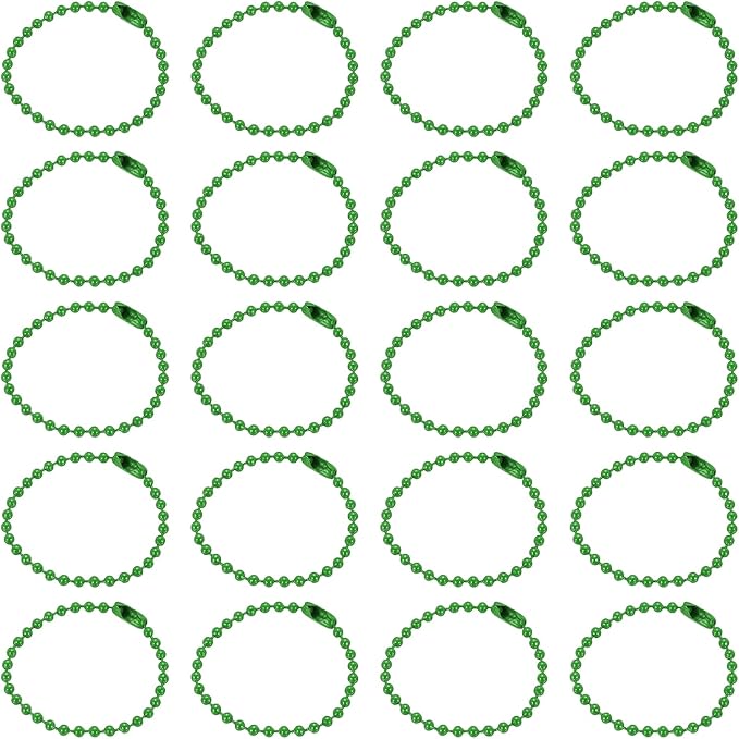 MECCANIXITY 30Pcs 5 Inch Ball Bead Chain, Metal Ball Chain with Connectors for Keychain Hanging Ornament Tag Jewelry Necklace Christmas Decoration,Green