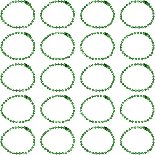 MECCANIXITY 30Pcs 5 Inch Ball Bead Chain, Metal Ball Chain with Connectors for Keychain Hanging Ornament Tag Jewelry Necklace Christmas Decoration,Green