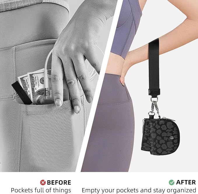 Keychain Wallet Mini Zip Around Wristlet Wallets for Women Detachable Dual Pouch Wristlet Portable Coin Purse Small Wallets