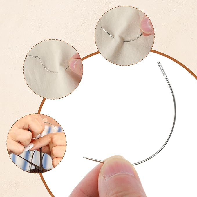 16PCS Curved Sewing Needles Set 2" 2.5" 3" 3.5" C Type Hook Needle, Durable Upholstery Needle for Hand Sewing DIY Repairing Leather Carpet Canvas Weaving Crafts(4 Sizes)