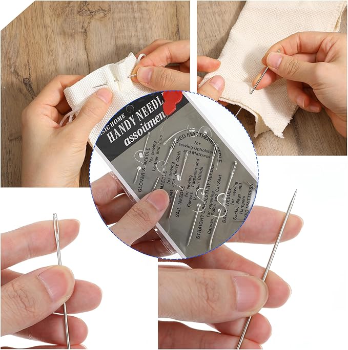 14 PCS Upholstery Needles for Hand Sewing 10 Straight and 4 Curved Needles Upholstery Leather Heavy Duty Sewing Needle Stitching Sew in Needle Kit for Hair Home Carpet Canvas Sofa Repair Sew Craft