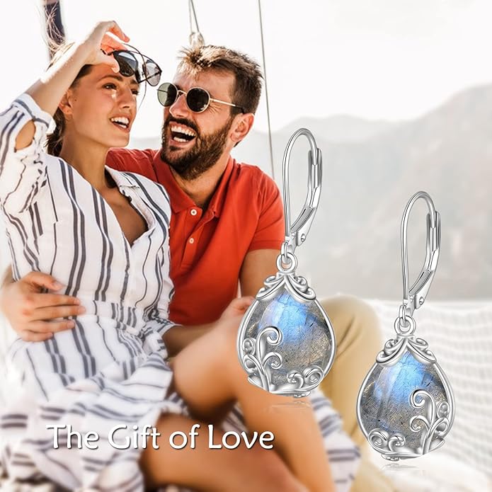 POPLYKE Celtic Filigree Teardrop Drop Dangle Earrings Sterling Silver Leverback Earrings Jewelry for Women