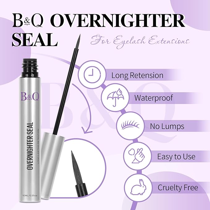Lash Sealer 10ML Lash Sealer for Cluster Lashes Black Lash Sealant for Eyelash Extensions Waterproof Lash Overnight Sealer(Black Seal 10ml)