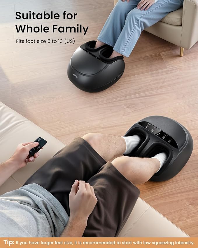 RENPHO Foot Massager Machine with Heat [2026 Upgraded], Shiatsu Foot Massager for Plantar Fasciitis, Birthday Gifts for Women, Cordless Control, FSA Eligible HSA Store Eligible, Up to Size 13, BK