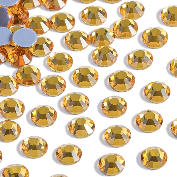 Beadsland Hotfix Rhinestones, 1440pcs Flatback Crystal Rhinestones for Crafts Clothes DIY Decorations, Topaz, SS20, 4.6-4.8mm