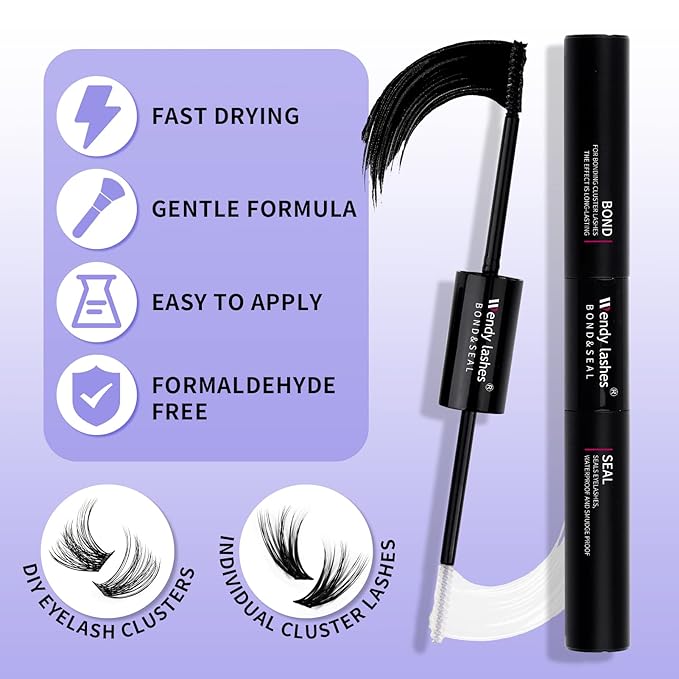 Lash Clusters Kit for Using at Home: Ultra-light, DIY, Natural, Fluffy, Wispy, Waterproof, Anime, Manga, Cat Eye, 3D Curl, 12-16mm, 60P+80P, Wendy, RT318