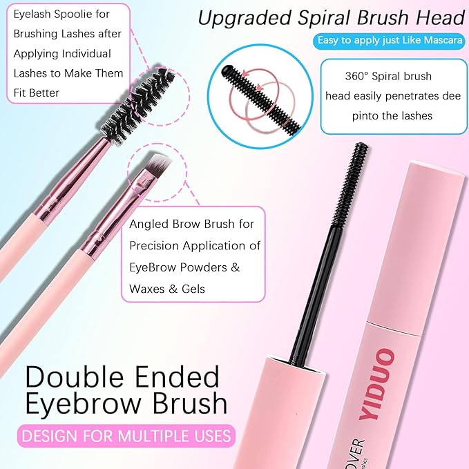 YIDUO 5 Styles Eyelash Clusters Kit 80D 100D Volume D Curl Wispy Individuals lash Extensions Kit, Volume Studio Effect, Fake Eyelashes 500Pcs All-in-1 Pack with Glue |Tweezers |Removers |Brush