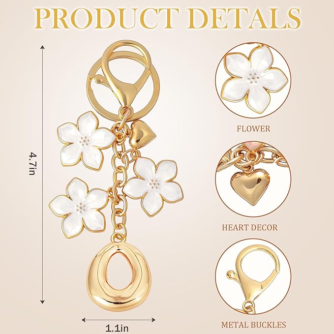 Snycler Bubble Initial Keychain Graceful Flower for bags car remote–A-Z Letter Charms for Women