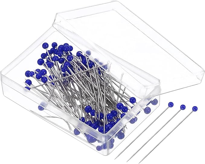 PATIKIL Sewing Pins, 200 Pcs 1.5 Inch Pearlized Ball Head Pins Straight Pin for Fabric, Decorative, Cloth Making, DIY, Dark Blue
