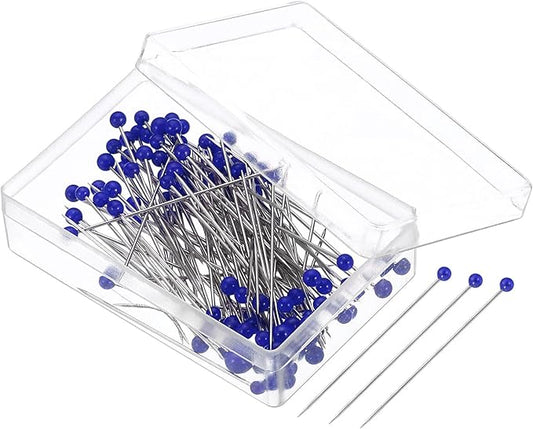 PATIKIL Sewing Pins, 200 Pcs 1.5 Inch Pearlized Ball Head Pins Straight Pin for Fabric, Decorative, Cloth Making, DIY, Dark Blue