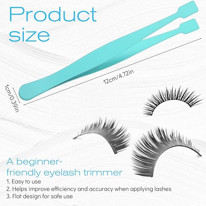 Lash Cluster Tweezers Kit for Individual Eyelash Clusters Stainless Steel Applicator Professional Flat-Tip Applicator for DIY Extensions Safe Blunt Design Ergonomic Handle Easy for Beginners (Blue)
