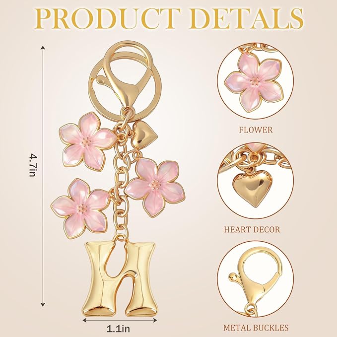 Snycler Bubble Initial Keychain Graceful Flower for bags car remote–A-Z Letter Charms for Women