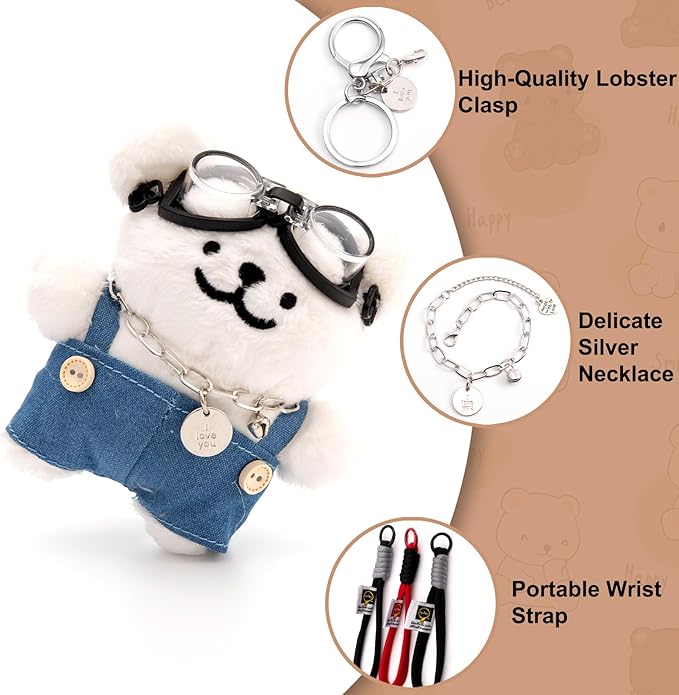 YOU WIZV Cute Dog Plush Keychain for Women - Kawaii Stuffed Animal Charm for Purse, Backpack & Bag Accessories