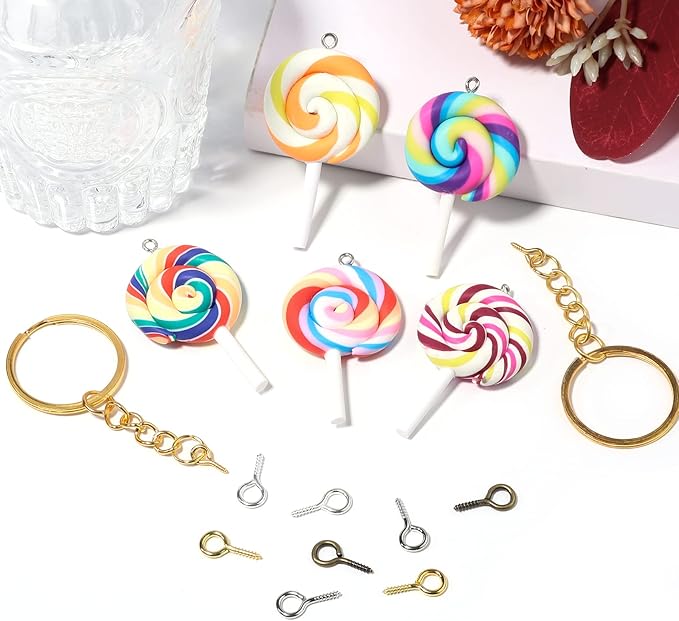 400 Pcs Metal Screw Eye Pins Set 0.55inch/7X14mm Mixed Colors Sturdy Eye Hooks for DIY Jewelry Making Box Packed (Mixed Color 7X14mm)