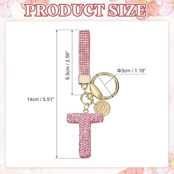 PATIKIL Initial Letter Keychain, Cute Sparkly Rhinestone Key Chain Alphabet Charm for Car Keys Handbags Purse