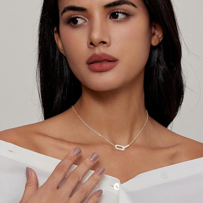 Luxval Diamond Pendant Gold Necklace for Women，Dainty 18k Gold Plated Choker Necklaces Simple Gold Jewelry Gifts for Women Girls