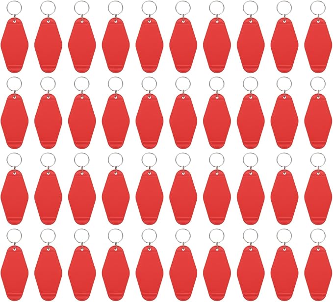 uxcell 40pcs Hotel Keychains Blank Vintage Plastic Rhombus Motel Keychains Hotel Key Tags Rings for DIY Luggage Labels