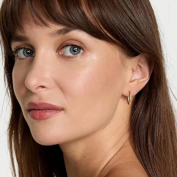 Gacimy Gold Hoop Earrings for Women 14K Real Gold Plated Hoops with 925 Sterling Silver Post