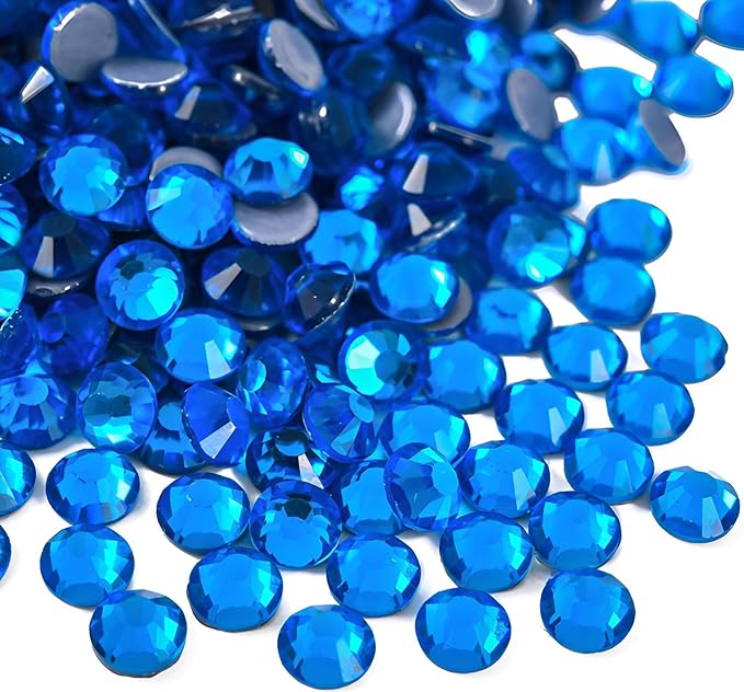 Hot Fix Crystal Flatback Rhinestones Glass Diamantes Gems 2.0mm(6ss 2880pcs, Capri Blue)
