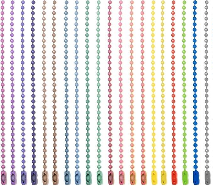 100 Pcs Mixed Color Ball Chains Bulk, 4.72 Inch (12 cm) Beaded Keychain Links with Connectors, 2.4mm Dog Tag Chains for DIY Jewelry Making, Crafts & Hanging Decorations