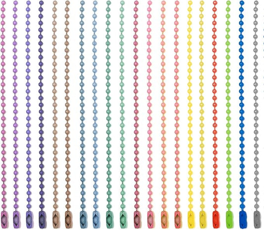 100 Pcs Mixed Color Ball Chains Bulk, 4.72 Inch (12 cm) Beaded Keychain Links with Connectors, 2.4mm Dog Tag Chains for DIY Jewelry Making, Crafts & Hanging Decorations