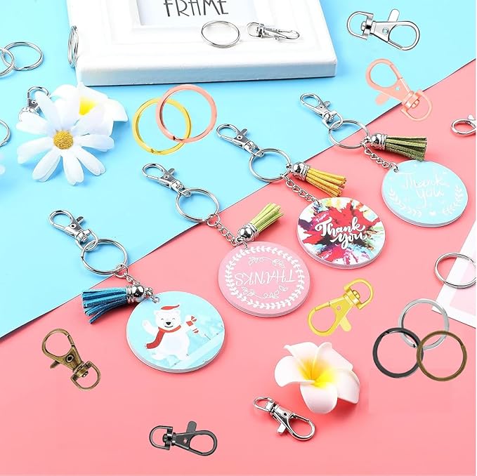 100 Pcs Keychain Hooks with Key Rings, Keychain Clip Hooks with Rings for Lanyard Jewelry Making DIY Crafts Silver(50 Pcs Metal Lobster Claw Clasps + 50 Pcs Flat Key Rings)