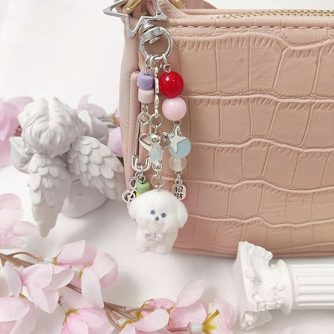 Cute Keychain Aesthetic Y2K Keychain Accessories Heart Butterfly Strawberry Bear Key Chain for Keys Bags Women Gifts