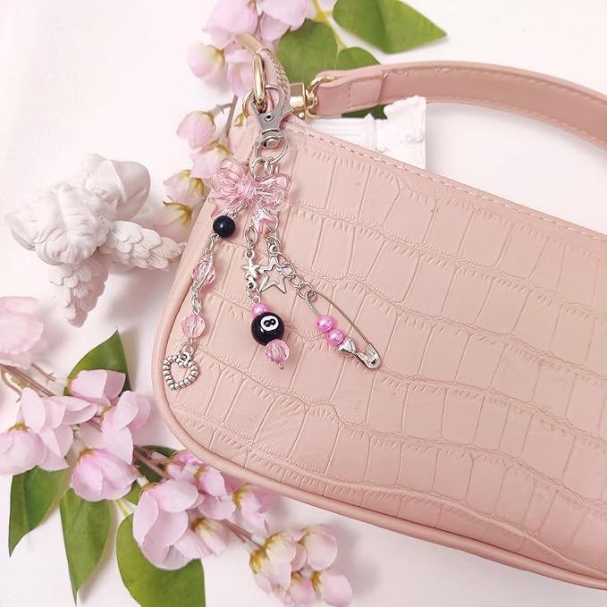 Y2K Aesthetic Keychains for Women Cute Flowers Star Cake Jellyfish Keychins Charms Kawaii Bag Purse Decor