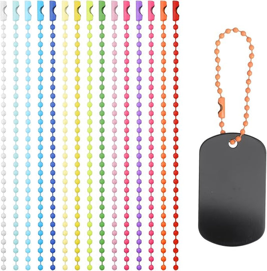 150PCS Colored Ball Bead Chains, Bulk Dog Tag Metal Chain, 2.4mm Beads Chains for Jewelry Making, Ball Chain Necklace Keychains with Connectors for Key Craft DIY (Mixed Color)