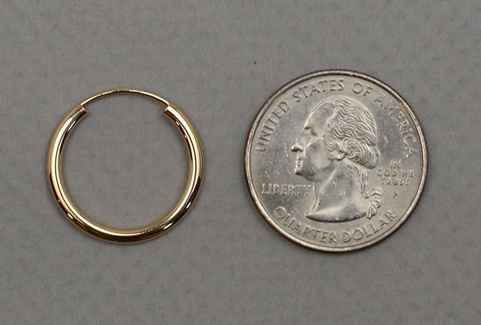 14K Yellow Gold Continuous Endless Hoop Earrings (2mm Tube)