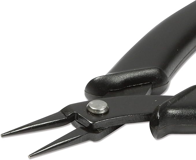 The Beadsmith Hi-Tech Round Nose Pliers, 5.5 inches (140mm) with high Carbon Steel Head, Black Comfort Grip Handle with Spring, Tool for Jewelry Making, Electronics or Micro Mechanics