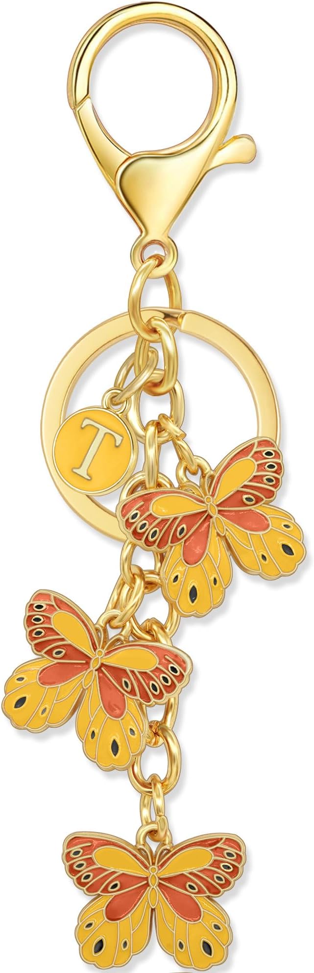 Double-sided Cute Butterfly Initial Letter keychain Butterfly Charms for key Handbag Backpack for Women