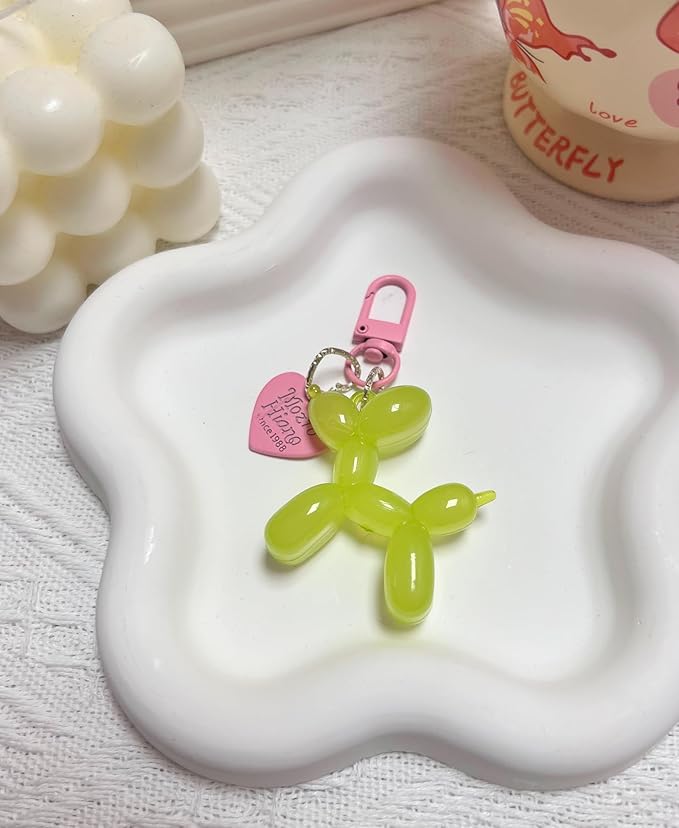LAEKOU Jelly Balloon Dog Design Keychain for Women, Cute Girls Key Chain, Bag Charms Accessories for Car Purse Backpack