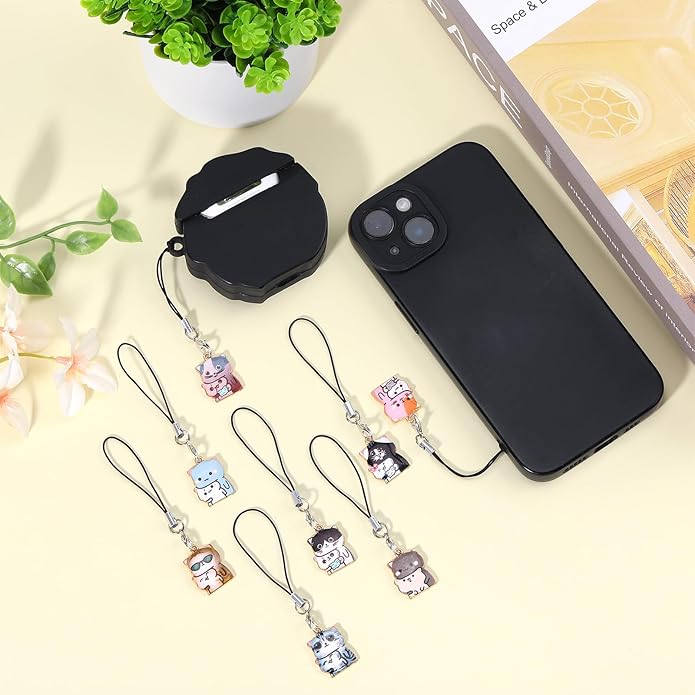 BEEFLYING Cute Charms for Mobile, Kawaii Charms Straps Aesthetic Y2K Cell Phone Pendants Accessories for Phone Bag Keychain Airpods Camera Wallet Decor
