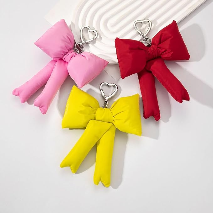 Pink Bow Keychain Bag Charms Y2K Bowknot Plaid Keychains Coquette Aesthetic Purse Handbag Backpacks Charms